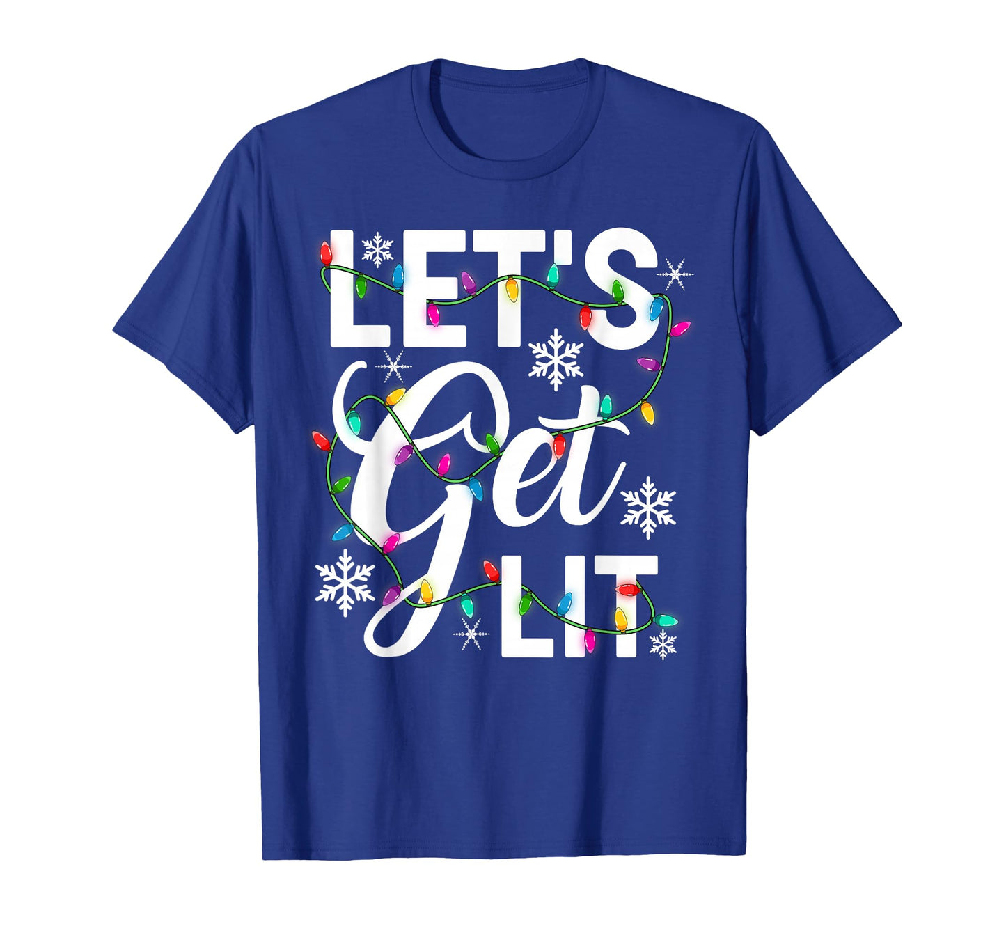 Women Let's Get Lit Xmas Lights Funny Christmas PJs Men Mom T-Shirt