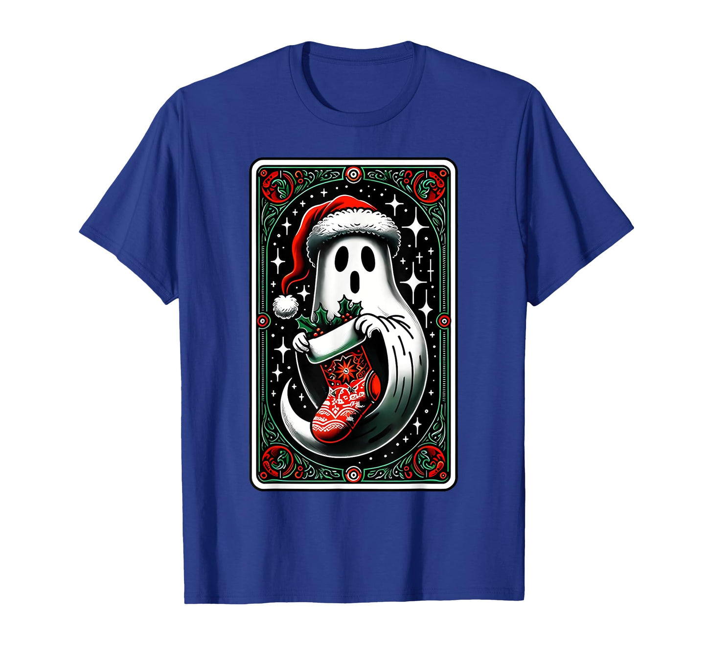 Spooky Ghost Christmas Stocking Tarot Card Witch Vibes T-Shirt