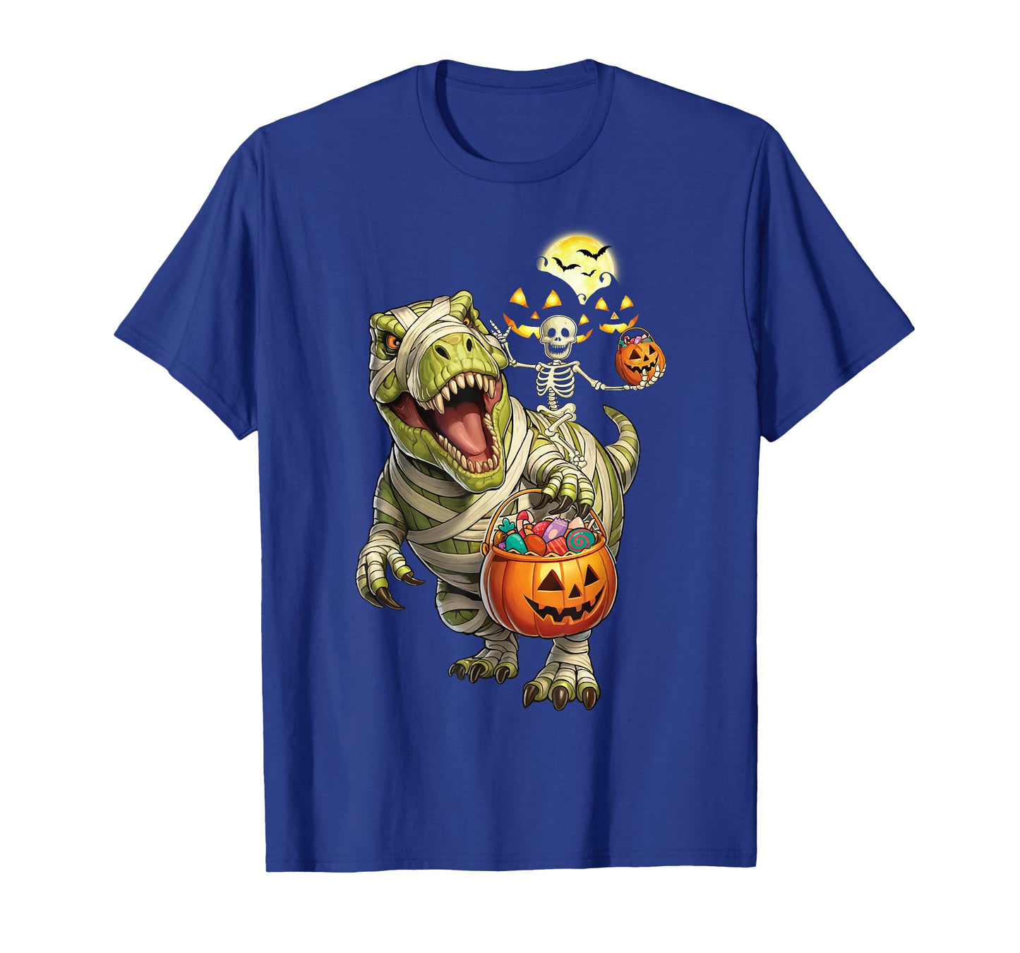 Dinosaur Halloween Skeleton Riding Mummy T Rex Costume T-Shirt