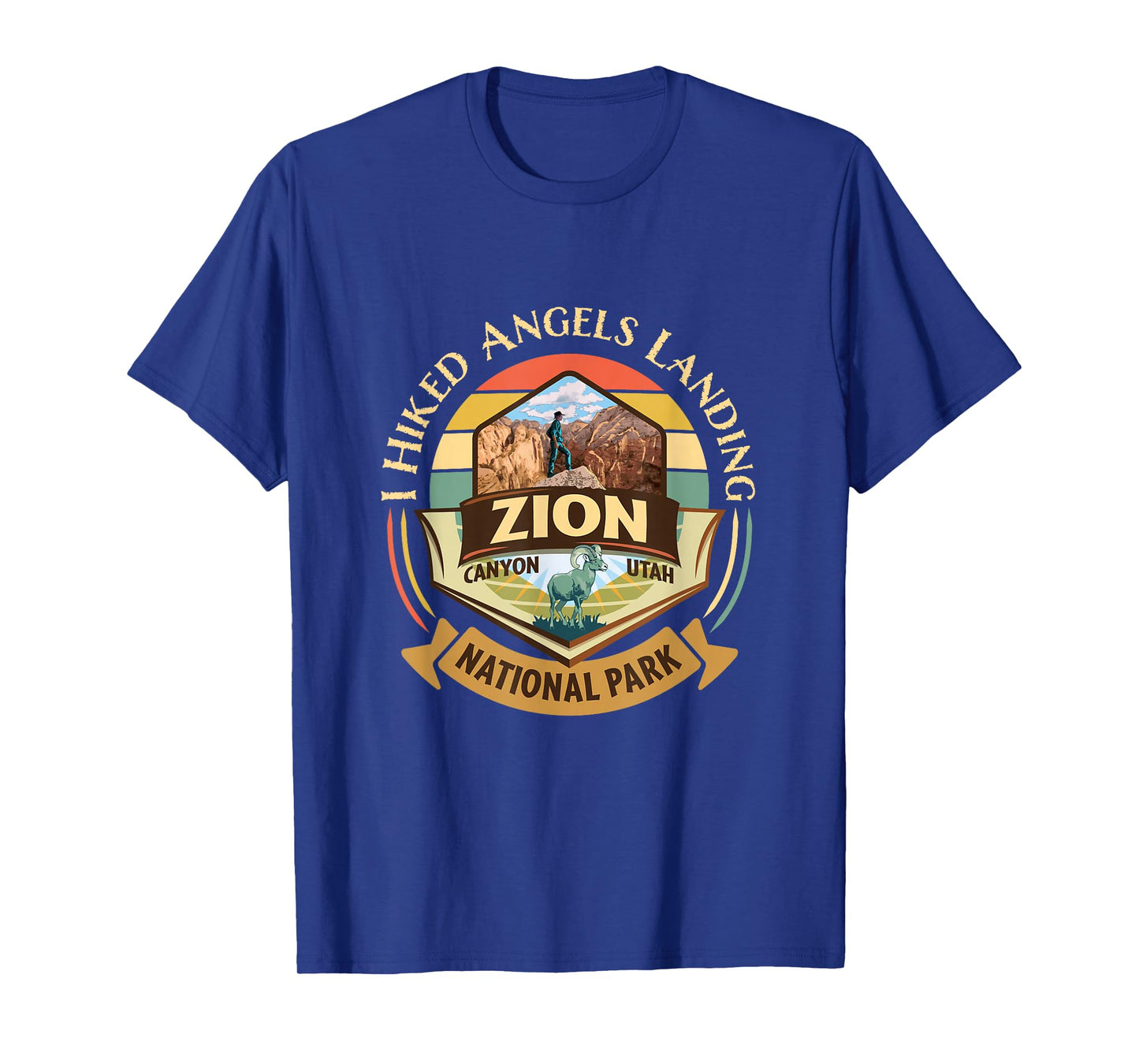 I Hiked Angels Landing Zion Retro Vintage Sunset Design T-Shirt