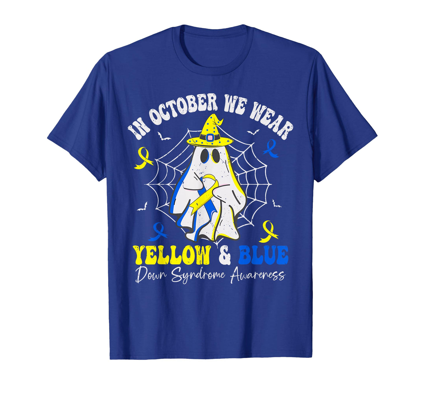 In October we Wear Yellow and Blue Down Syndrome Halloween T-Shirt