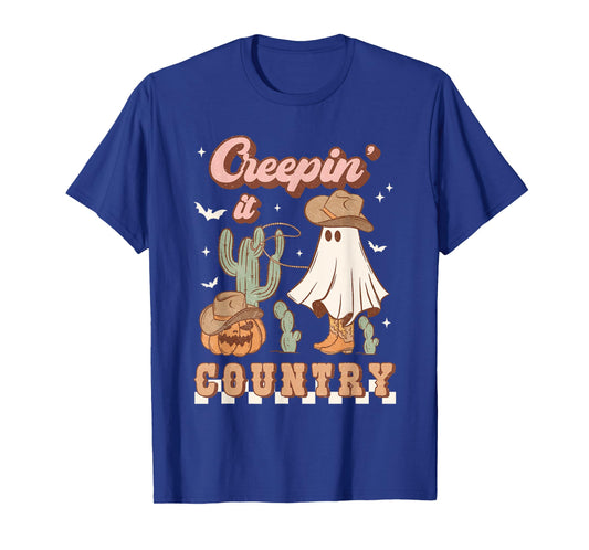 Retro Halloween Cowgirl Ghost Western Creepin' It Country T-Shirt