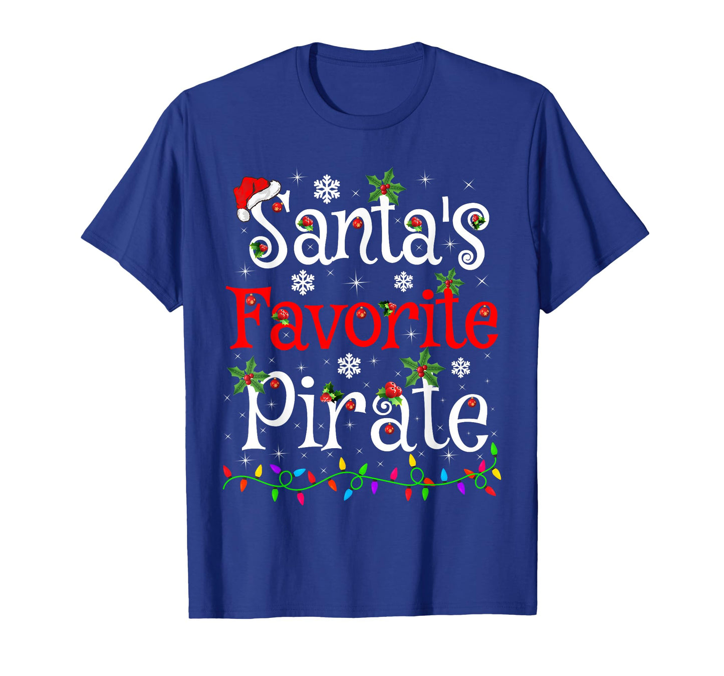 Funny Xmas Lighting Santa's Favorite Pirate Christmas T-Shirt