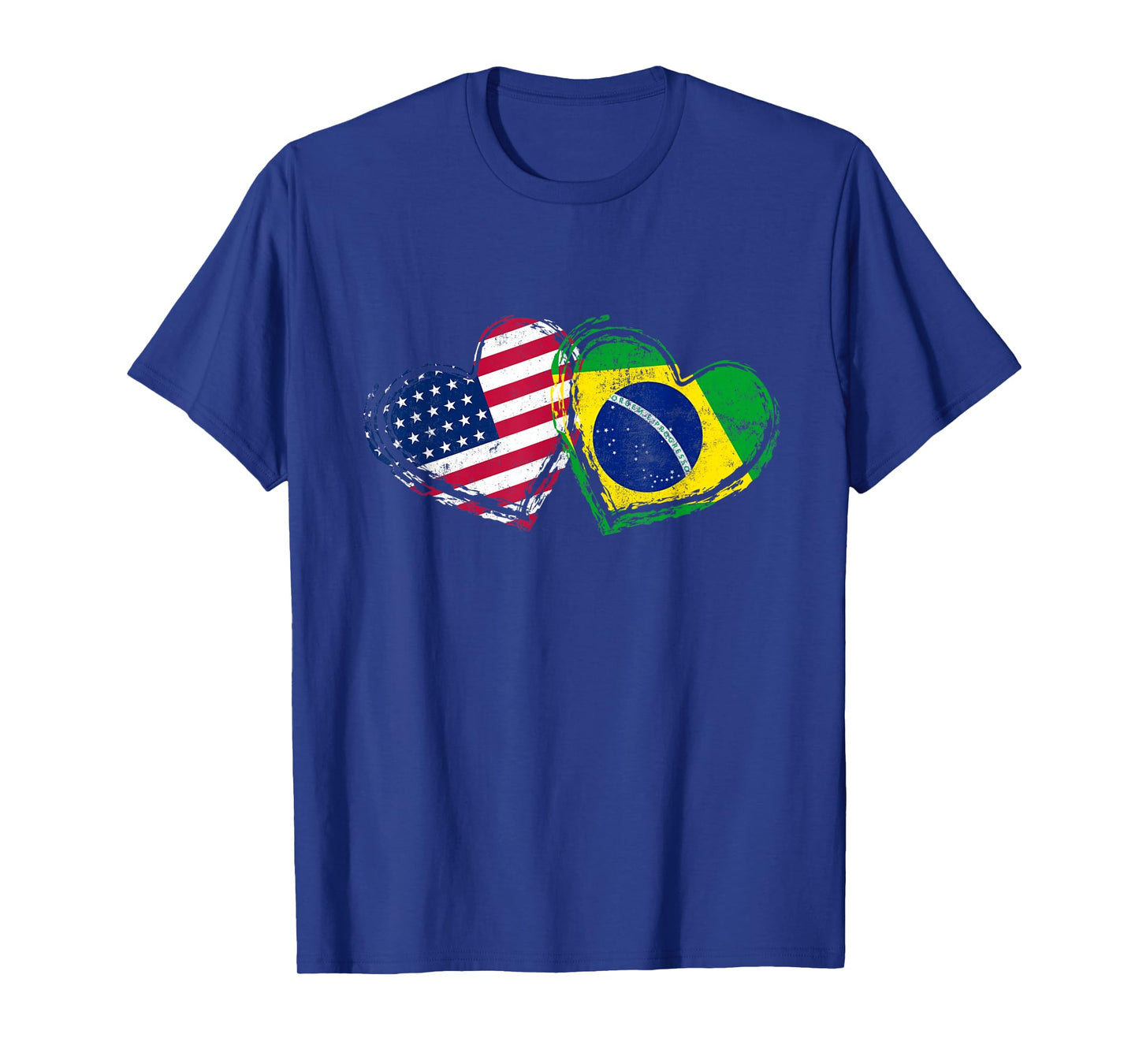 Brazil American Flag Heart T-Shirt Brazilian American Love T-Shirt