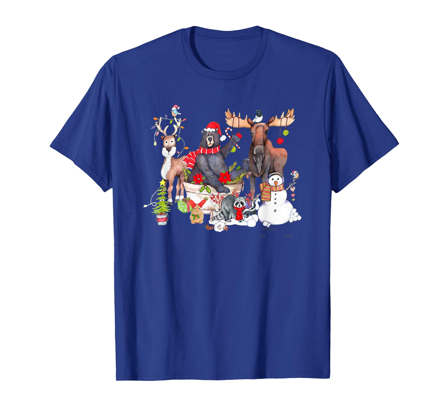 Funny Woodland Critter Christmas Gathering for Animals Loves T-Shirt