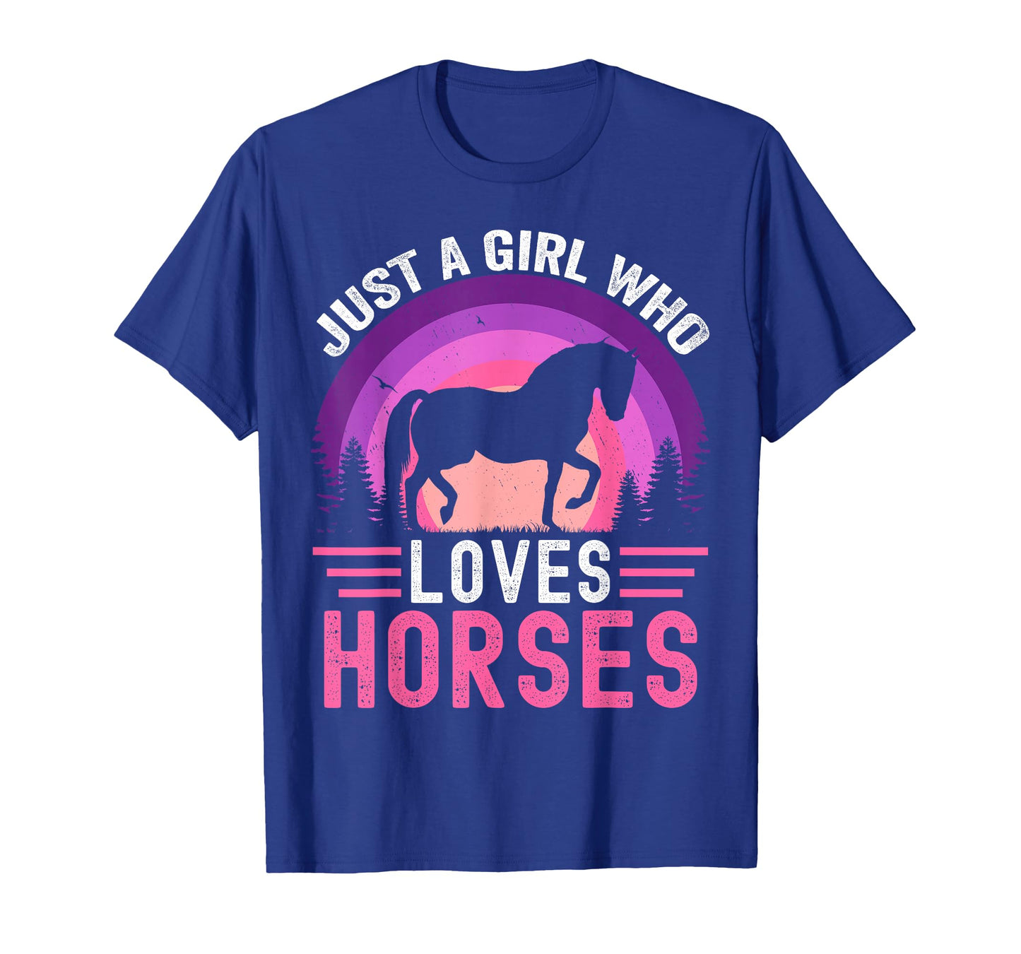 Just A Girl Who Loves Horses Retro Vintage Friesian Horse T-Shirt