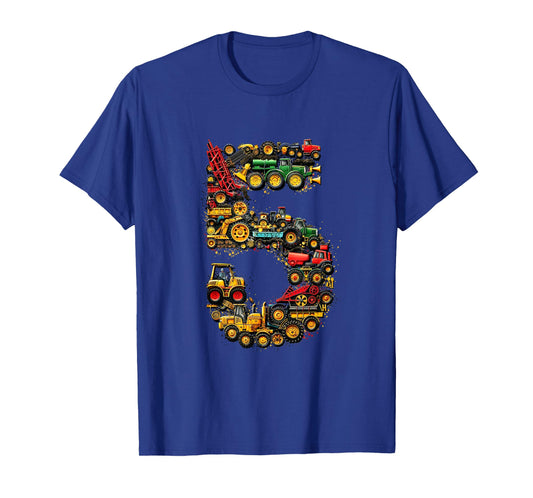 Kids 5th Birthday Farm Tractor Truck 5 Years Old Birthday T-Shirt