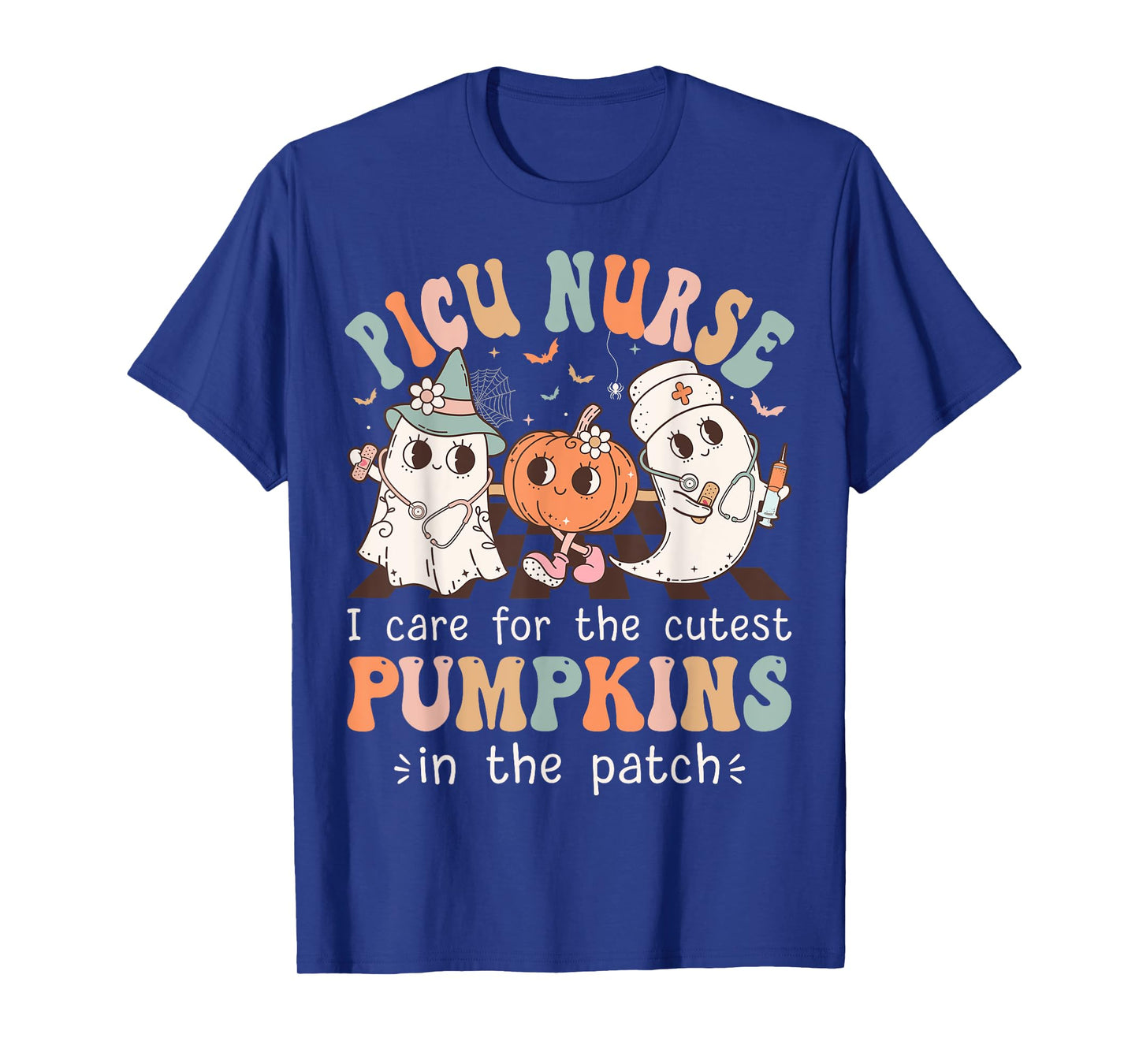 Groovy PICU Nurse Halloween Costume Ghost Peds Nurse T-Shirt