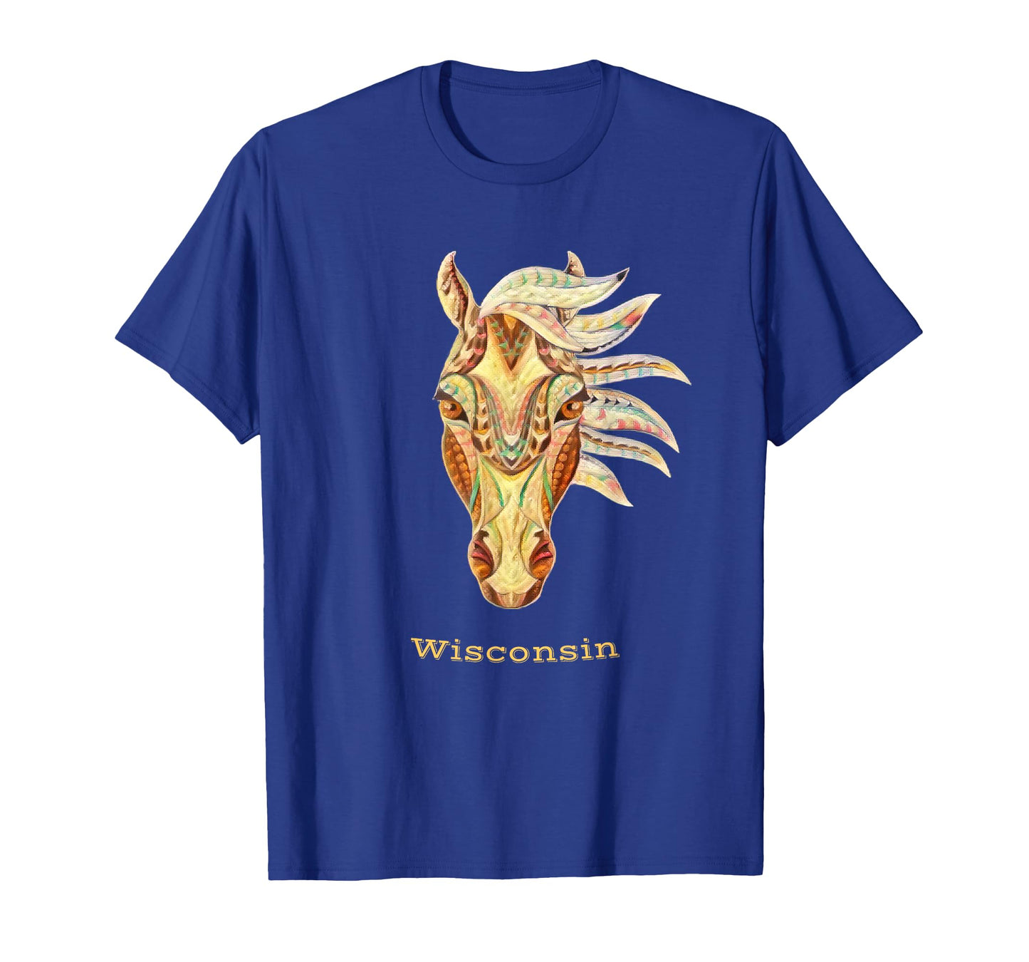 Wisconsin Colorful Horse Tribal Native American Geometric T-Shirt