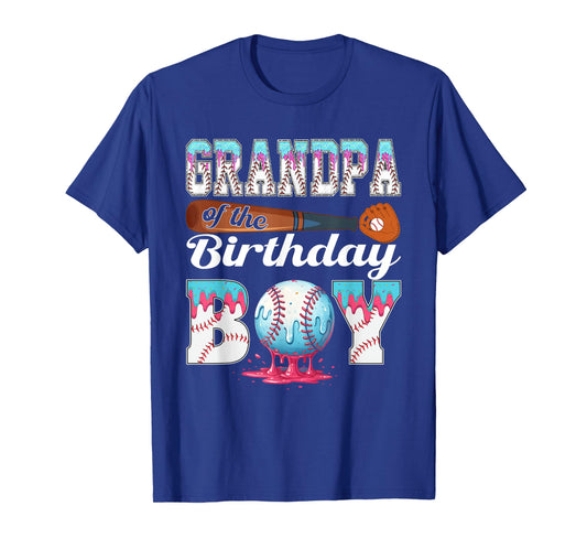 Baseball Ice Cream Drip Grandpa of The Birthday Boy T-Shirt