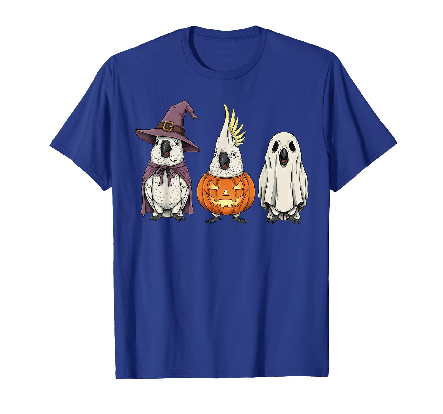 Spooky Ghost White Cockatoo Parrot Lover Pumpkin Halloween T-Shirt