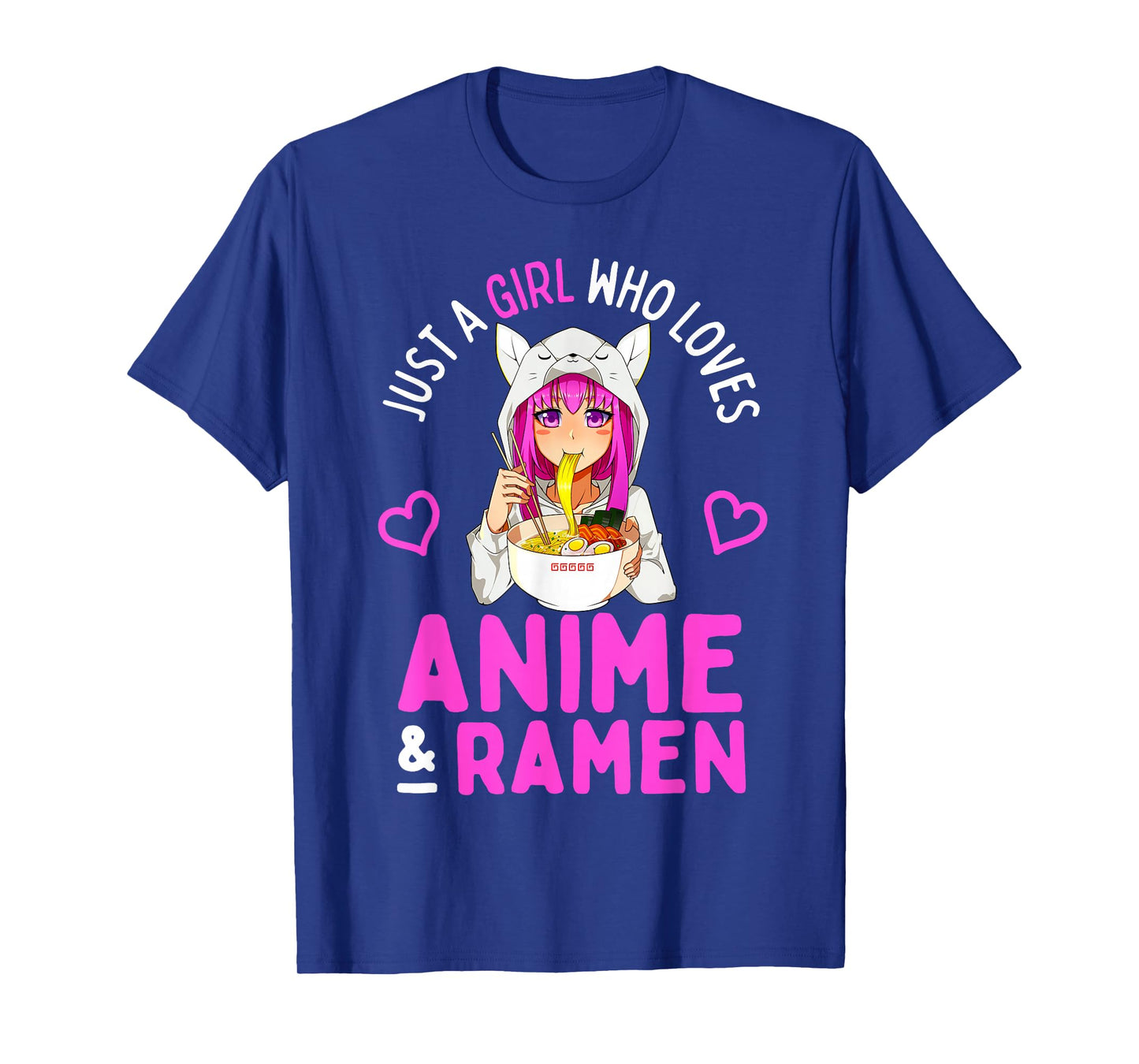 Just a Girl Who Loves Anime and Ramen Bowl Japanese Girls T-Shirt Small