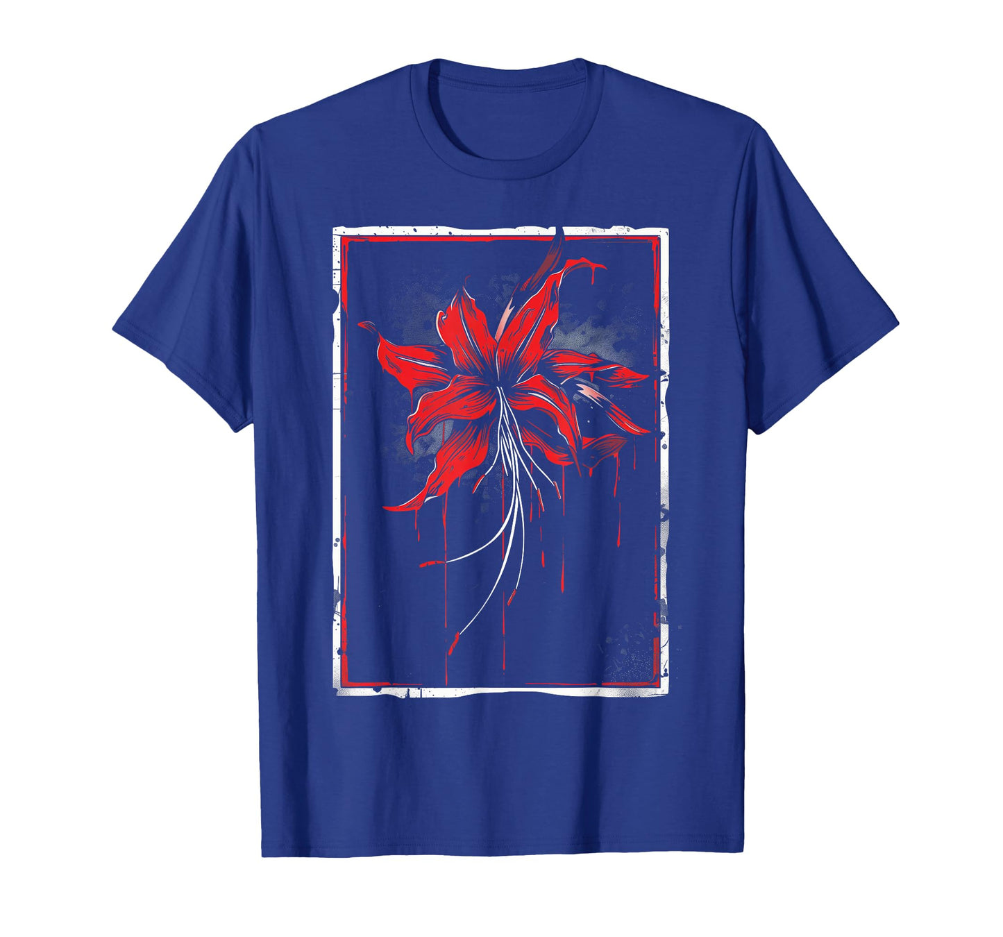 Anime Goth Red Spider Lily Flower Art Splash Watercolor T-Shirt