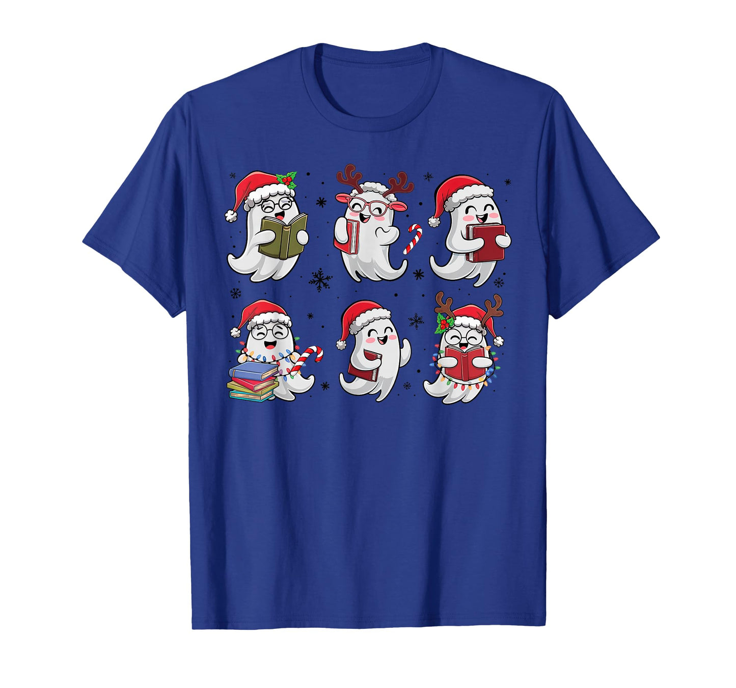 Funny Ghost Book Reading Christmas Books Lover Teacher Kids T-Shirt