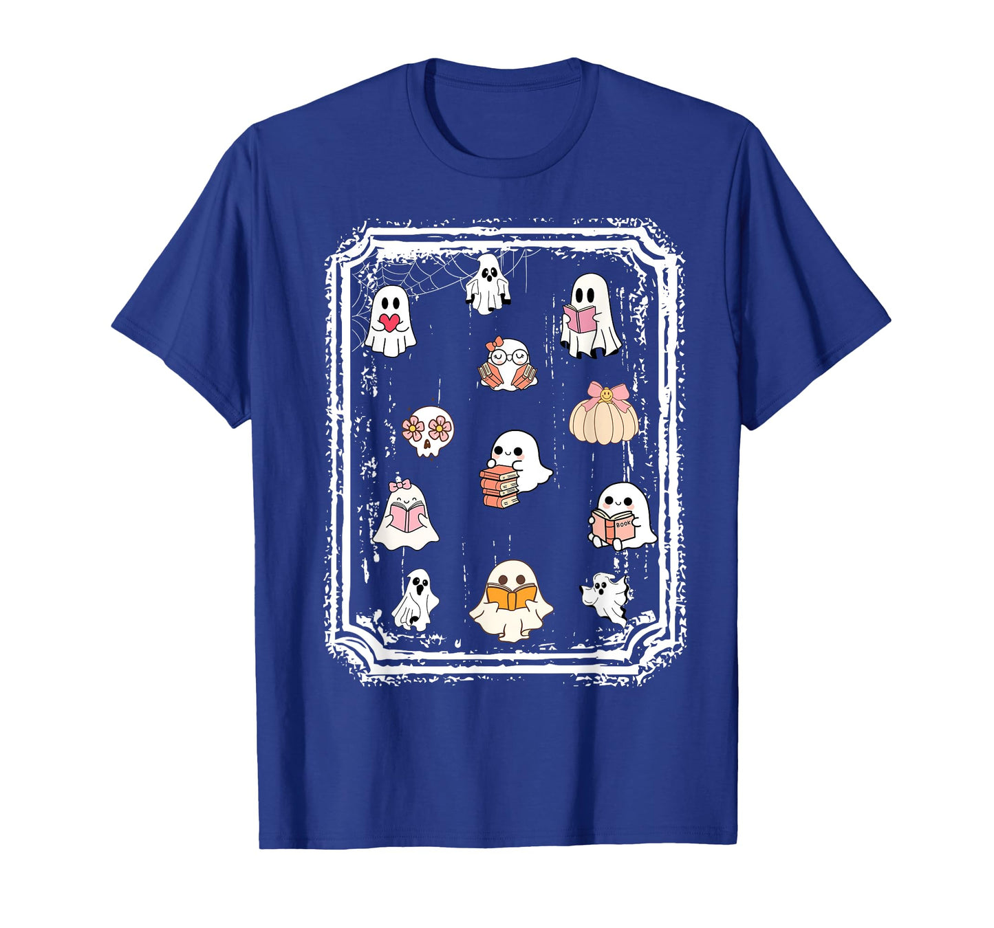 Ghost reading books Halloween vintage postage stamp T-Shirt