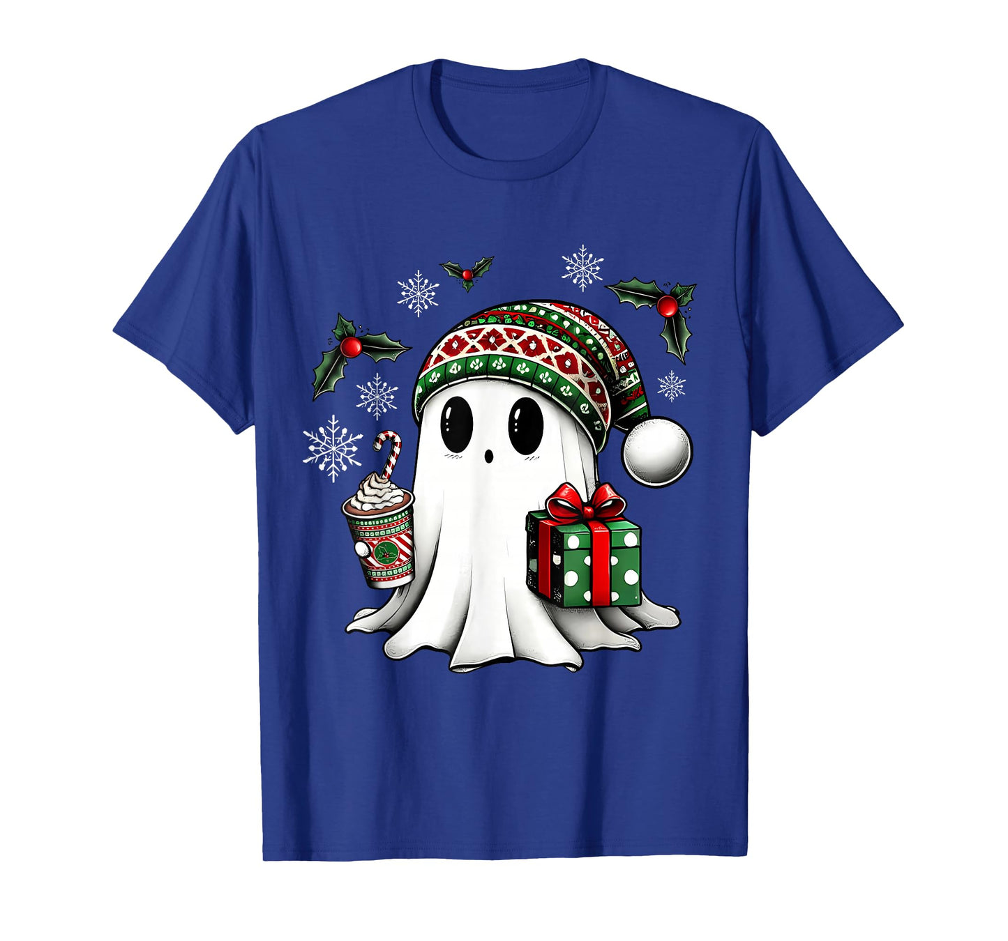 Christmas Santa Ghost Coffee Xmas Holiday Party T-Shirt