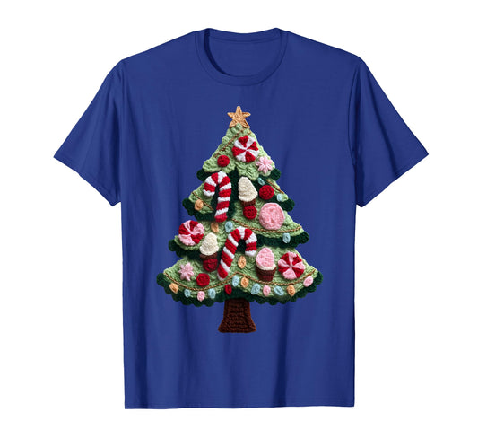 Crochet Candy Christmas Tree Funny Holiday Ugly Sweater Tee T-Shirt