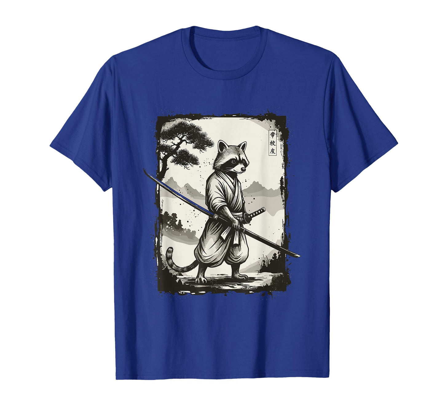 Samurai Raccoon Japanese Shirts for Men Warrior Vintage T-Shirt