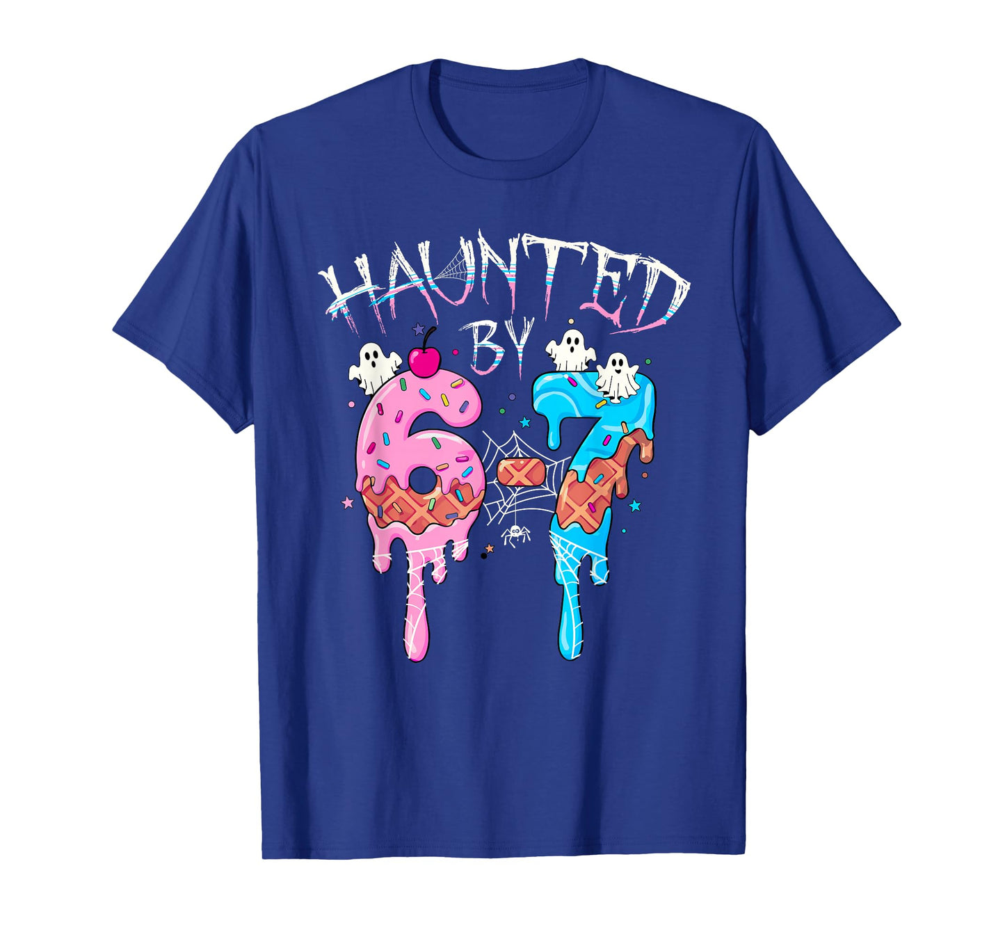 Haunted by 6 7 Halloween Ghost Gen Alpha Meme Ice Cream Drip T-Shirt