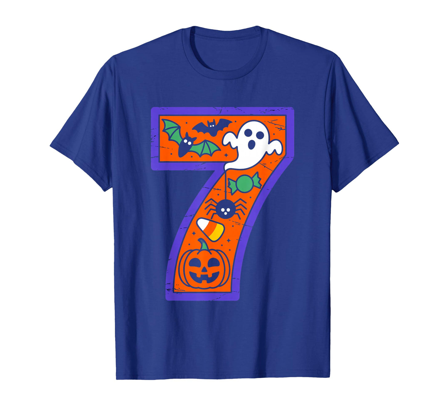 Halloween Number 7 Birthday Pumpkin Ghost Spider Candy Party T-Shirt