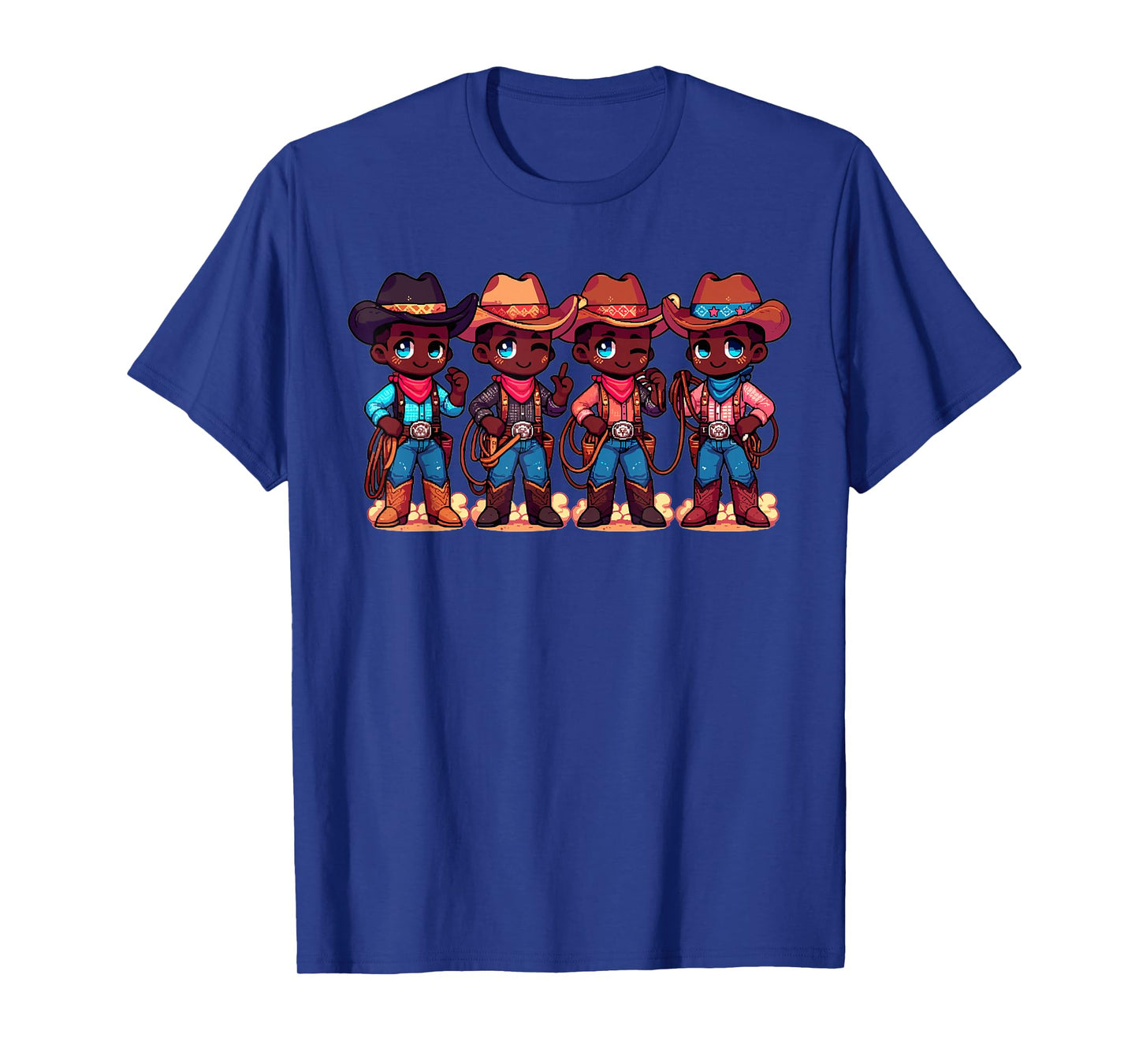 Black Cowboy Western Rodeo Melanin Black History Texas Kids T-Shirt