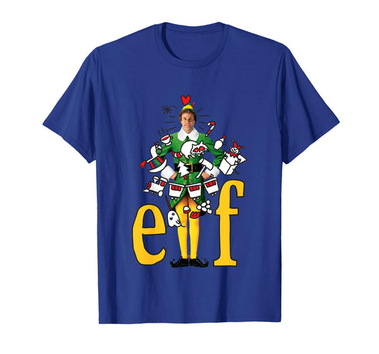 Kids Elf Buddy Cartoon Christmas Drawings Kids T-Shirt