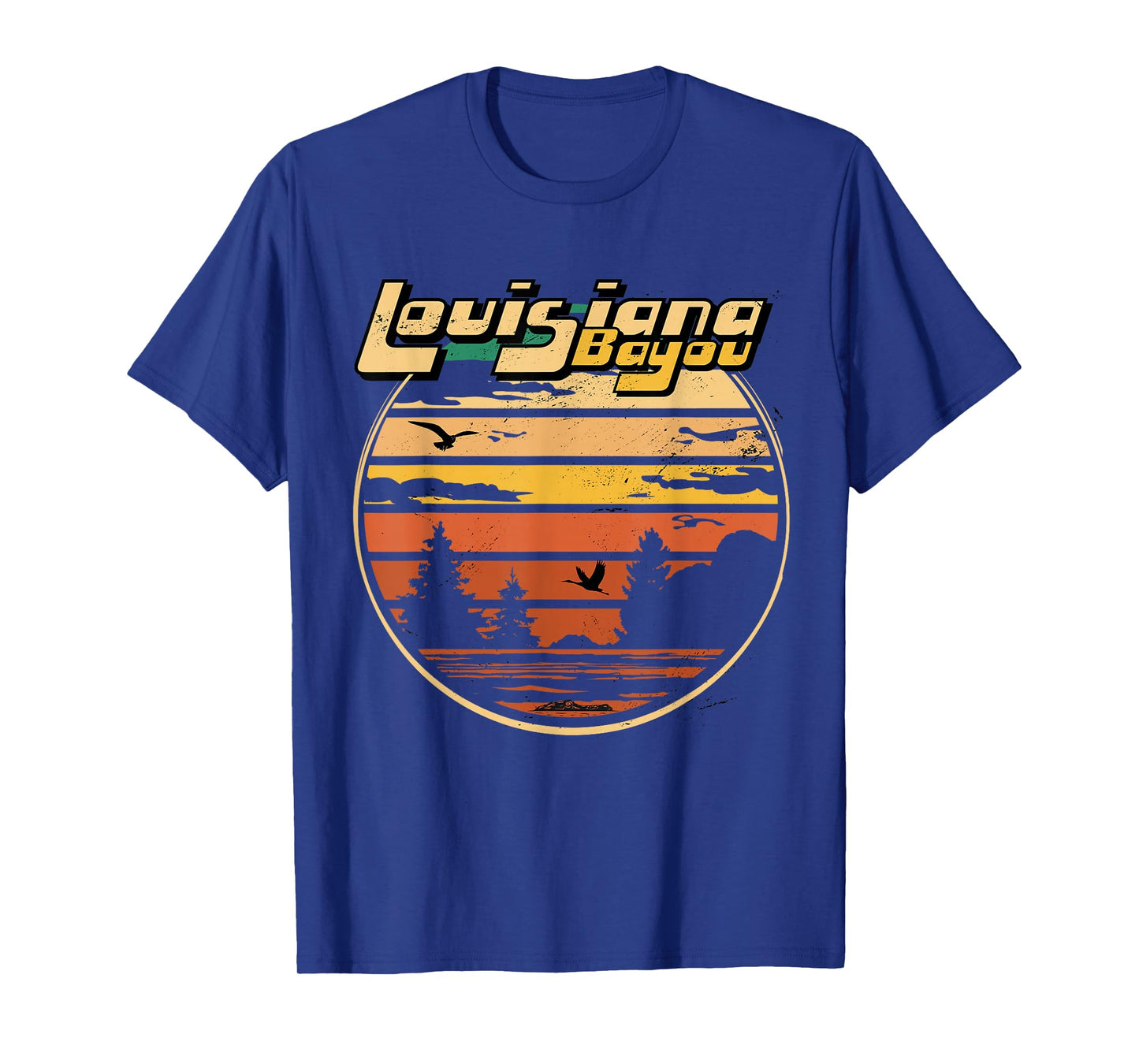 Louisiana Bayou Retro Vintage Distressed Swamp Landscape T-Shirt
