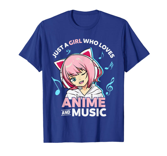 Just A Girl Who Loves Anime and Music Women Anime Teen Girls T-Shirt