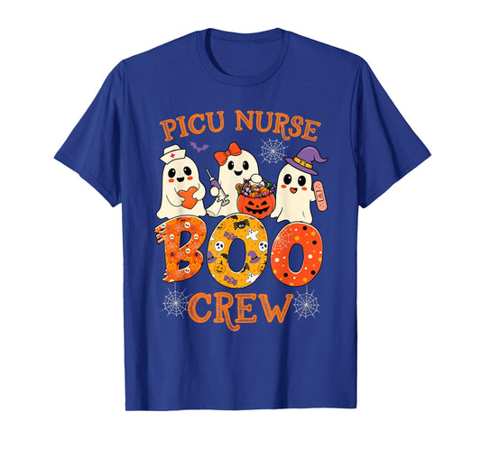 Picu Nurse Boo Crew Funny Ghost Halloween Spooky Costume T-Shirt