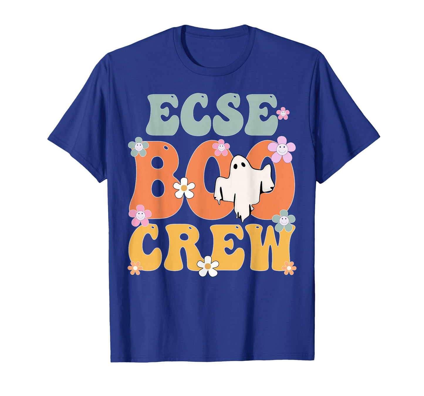 ECSE Boo Crew Ghost Retro Groovy Halloween For Women T-Shirt