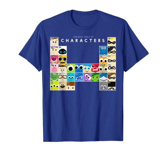Disney Pixar Collection Color Periodic Table Of Characters T-Shirt