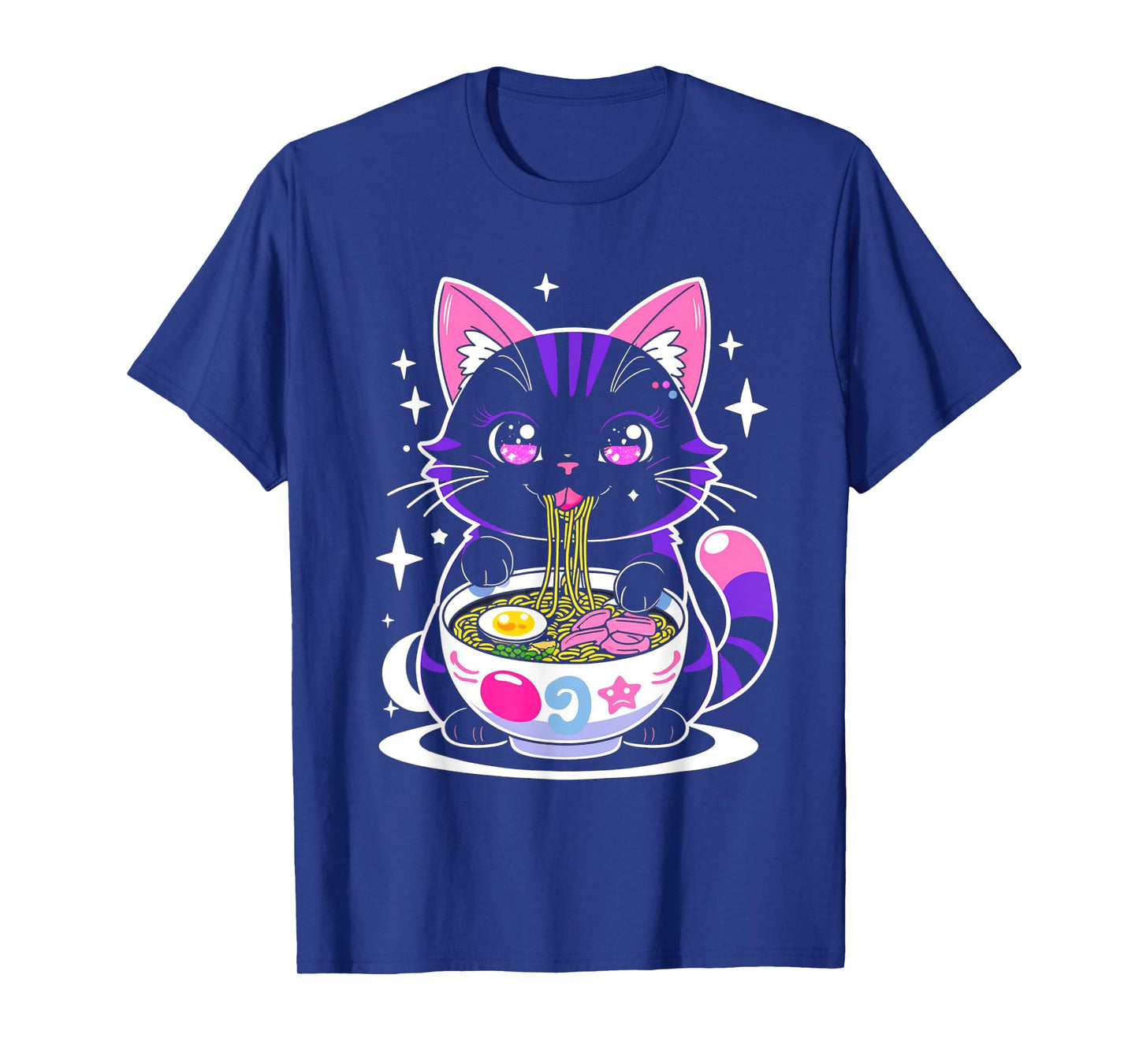 Kawaii Cat Eating Ramen Cat Japanese Funny Cat Anime Noodles T-Shirt