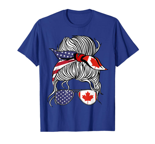 American Canadian Patriot Flag Women Girl Canada Grown T-Shirt