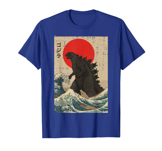 Japanese Kaiju Wave Red Sun Japan Monster Men Women Kids T-Shirt