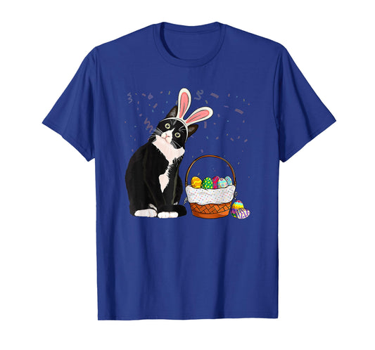 Easter Day Cat Bunny Ears Eggs Shirt Men Women Easter Rabbit T-Shirt