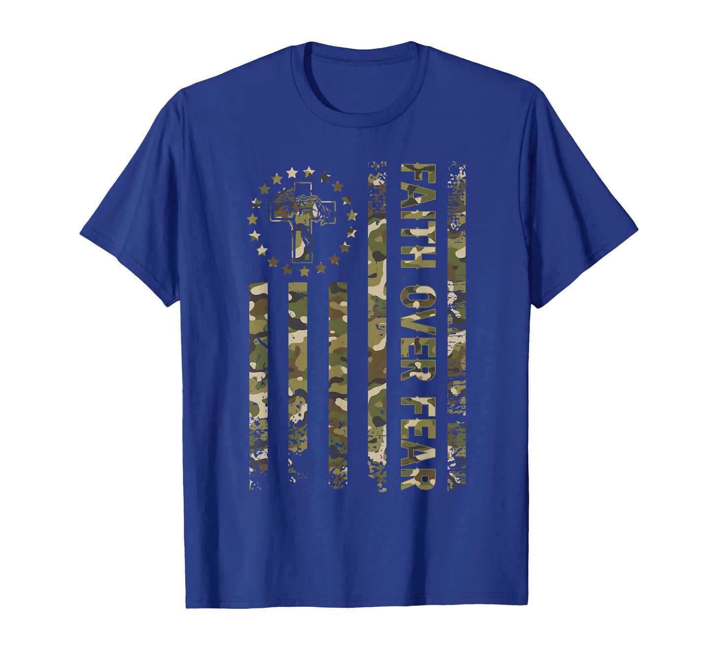 Christian Faith Over Fear Camo US Flag Patriot Men Women Kid T-Shirt