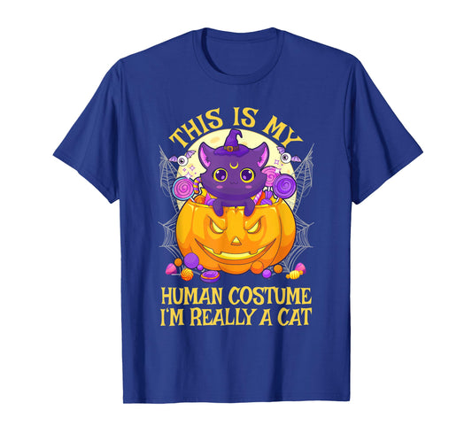 This Is My Human Costume I'm Really A Cat Cute Halloween T-Shirt