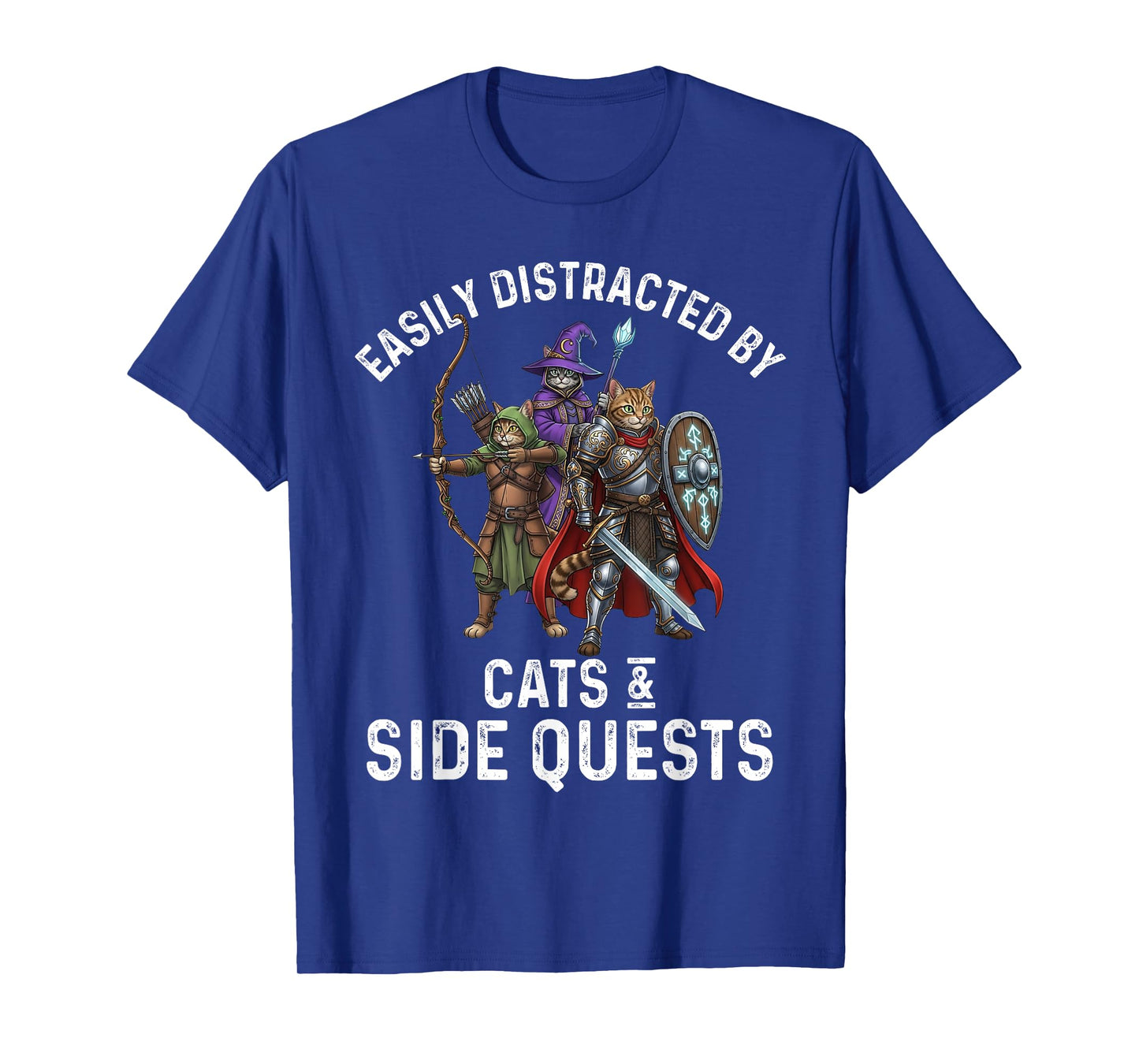 Gamer Easily Distracted by Cats Side Quests Boys Kids Men T-Shirt