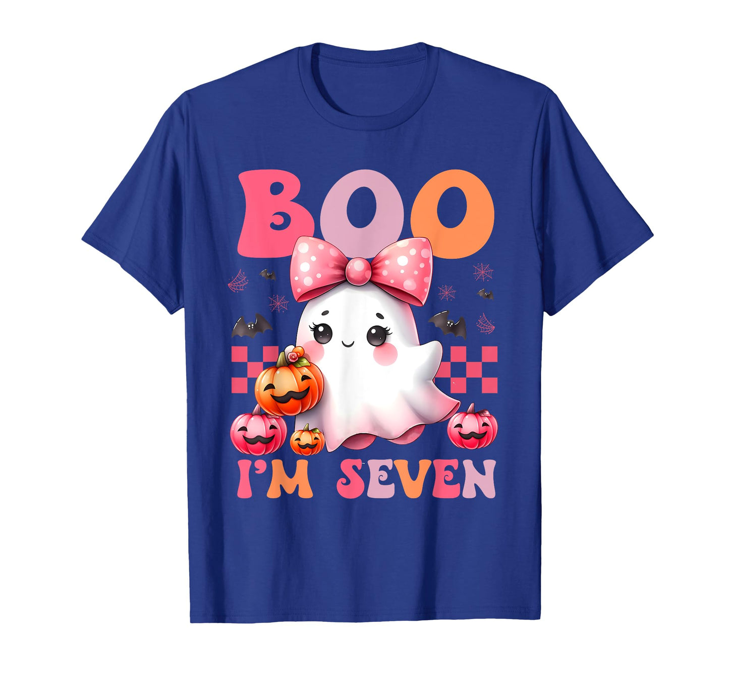 Boo I'm Seven Ghost Seventh 7th Birthday Halloween Girls T-Shirt