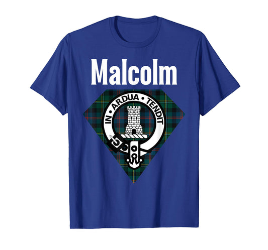Malcolm Clan Scottish Name Coat Of Arms Tartan T-Shirt