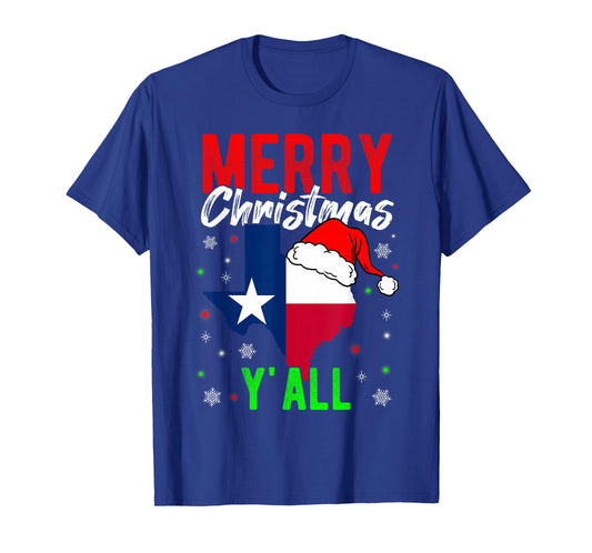 Merry Christmas Y'All Texas State Holiday Santa Claus Family T-Shirt
