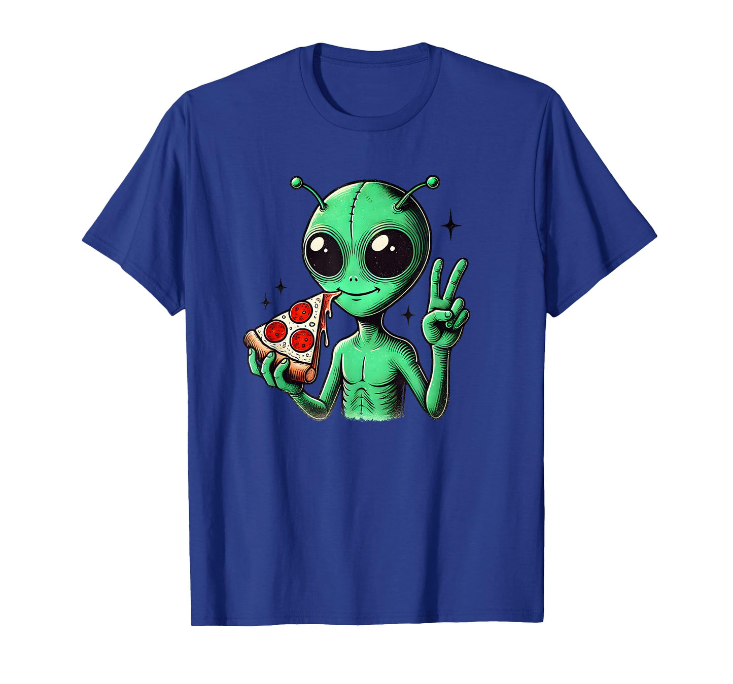 Funny Alien Head Eating Pizza UFO Extraterrestrial T-Shirt