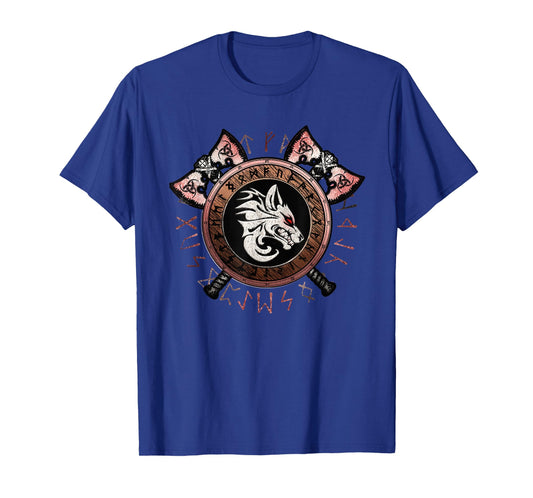 Cool Viking Fenrir Emblem: Norse Mythology Wolf Wild Symbol T-Shirt