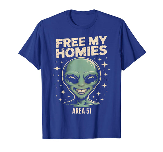 Free My Homies Area 51 Funny Alien UFO Boys Kids Men Women T-Shirt