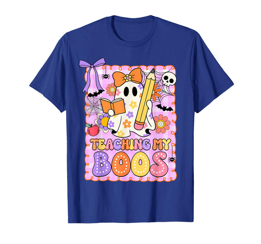 Preppy Teaching My Boos Teacher Ghost Halloween Girly Women T-Shirt