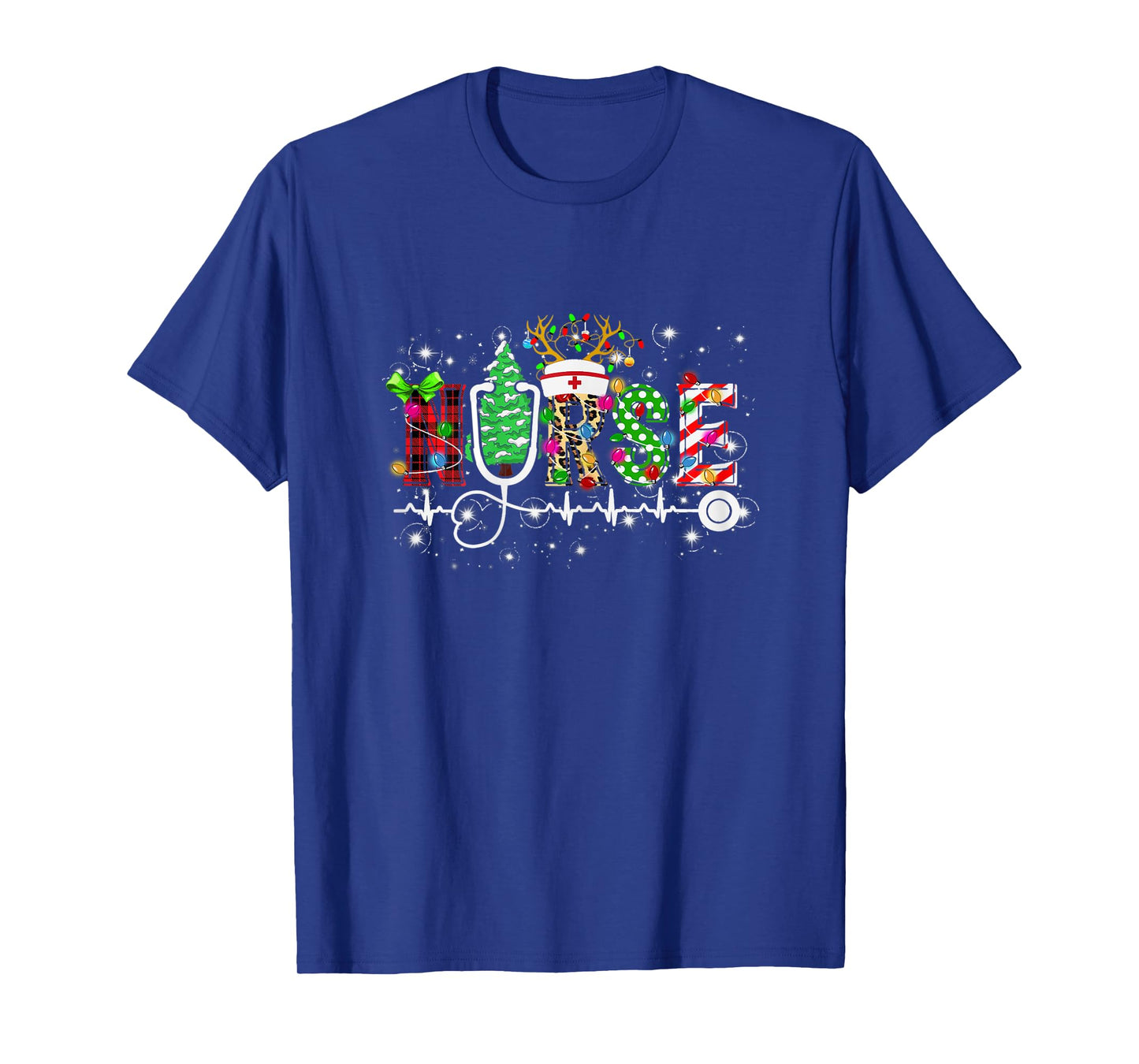 Womens Nurse RN Christmas Stethoscope Nurses Xmas Scrub T-Shirt