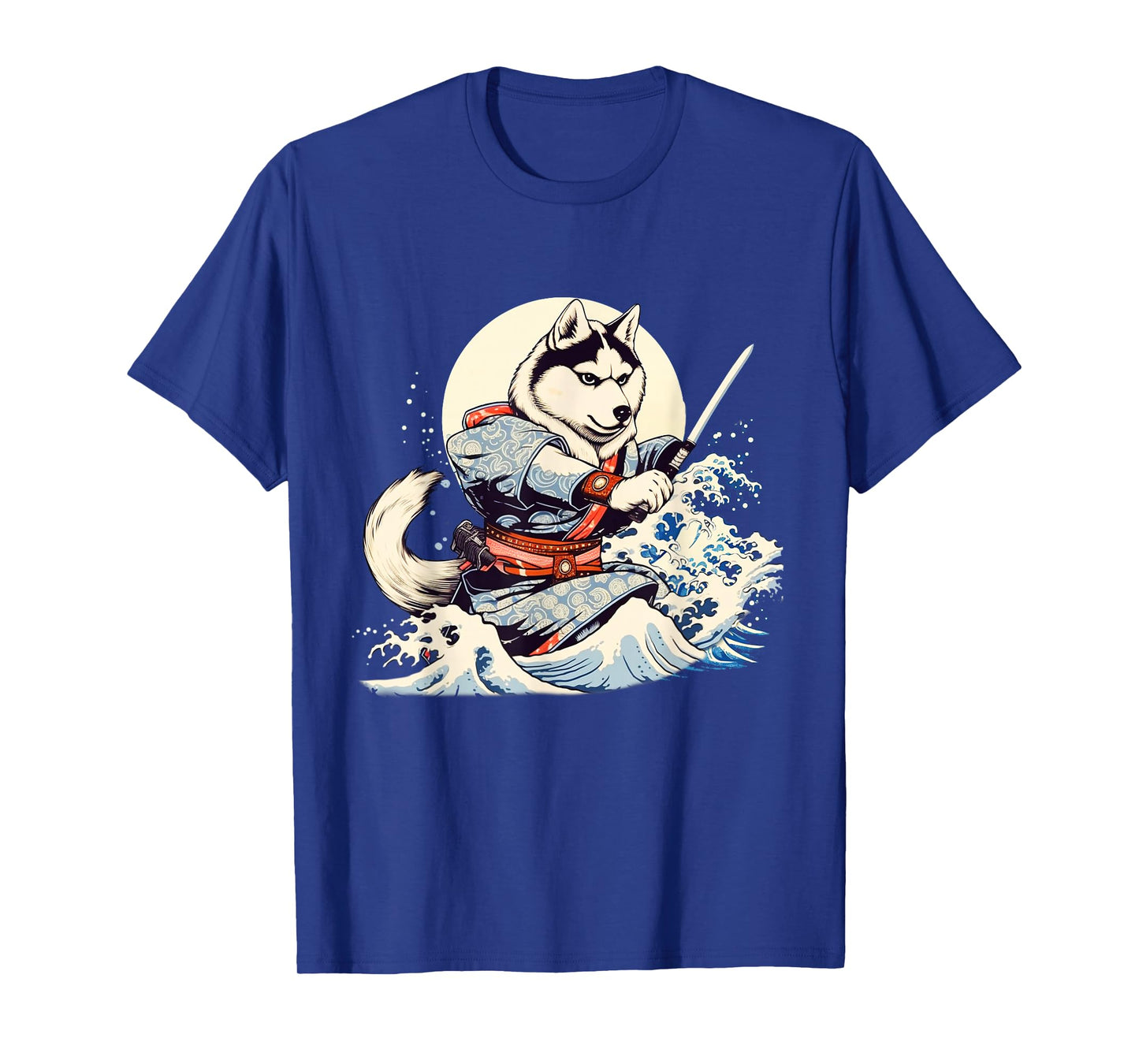 Siberian Husky Dog Japanese Grand Wave Ukiyoe Art Ninja T-Shirt