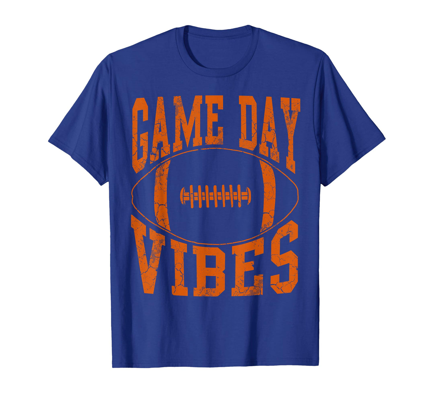 Game Day Vibes Orange Football Vintage Distressed T-Shirt