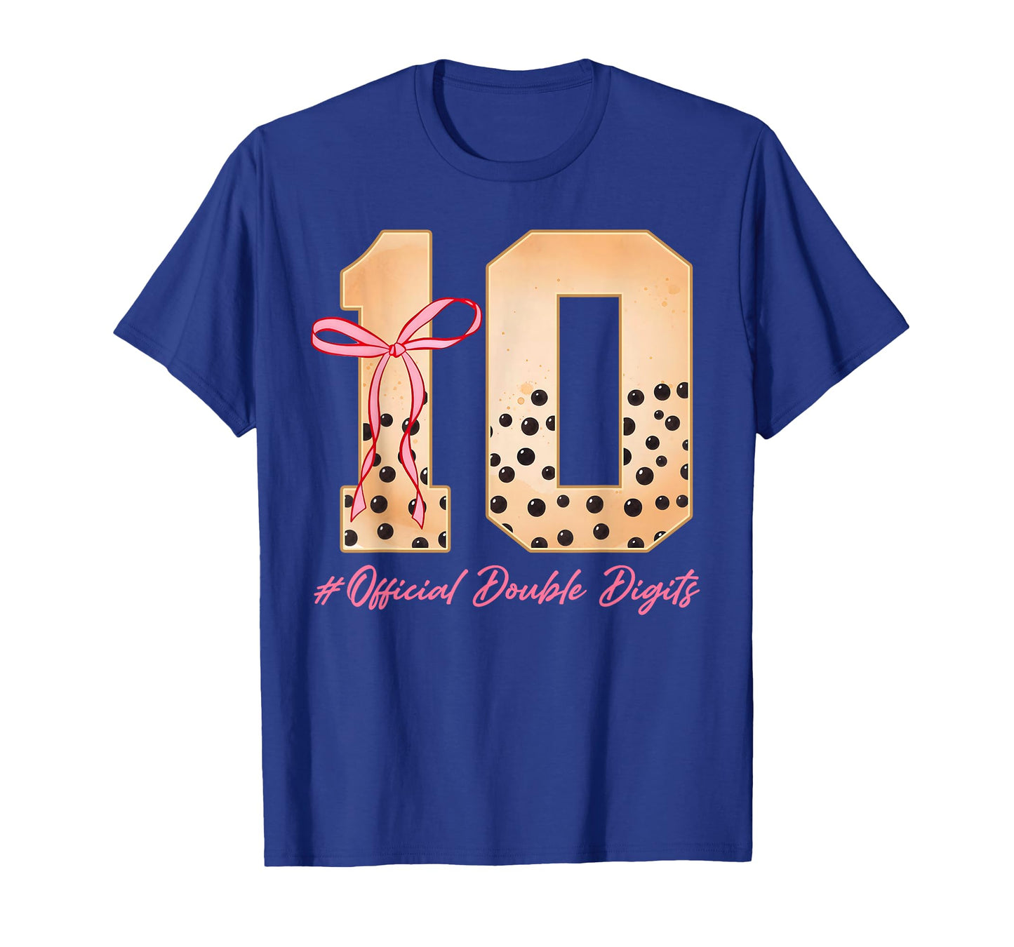 10th Birthday Girl Pink Coquette Bow Bubble Boba Tea Party T-Shirt
