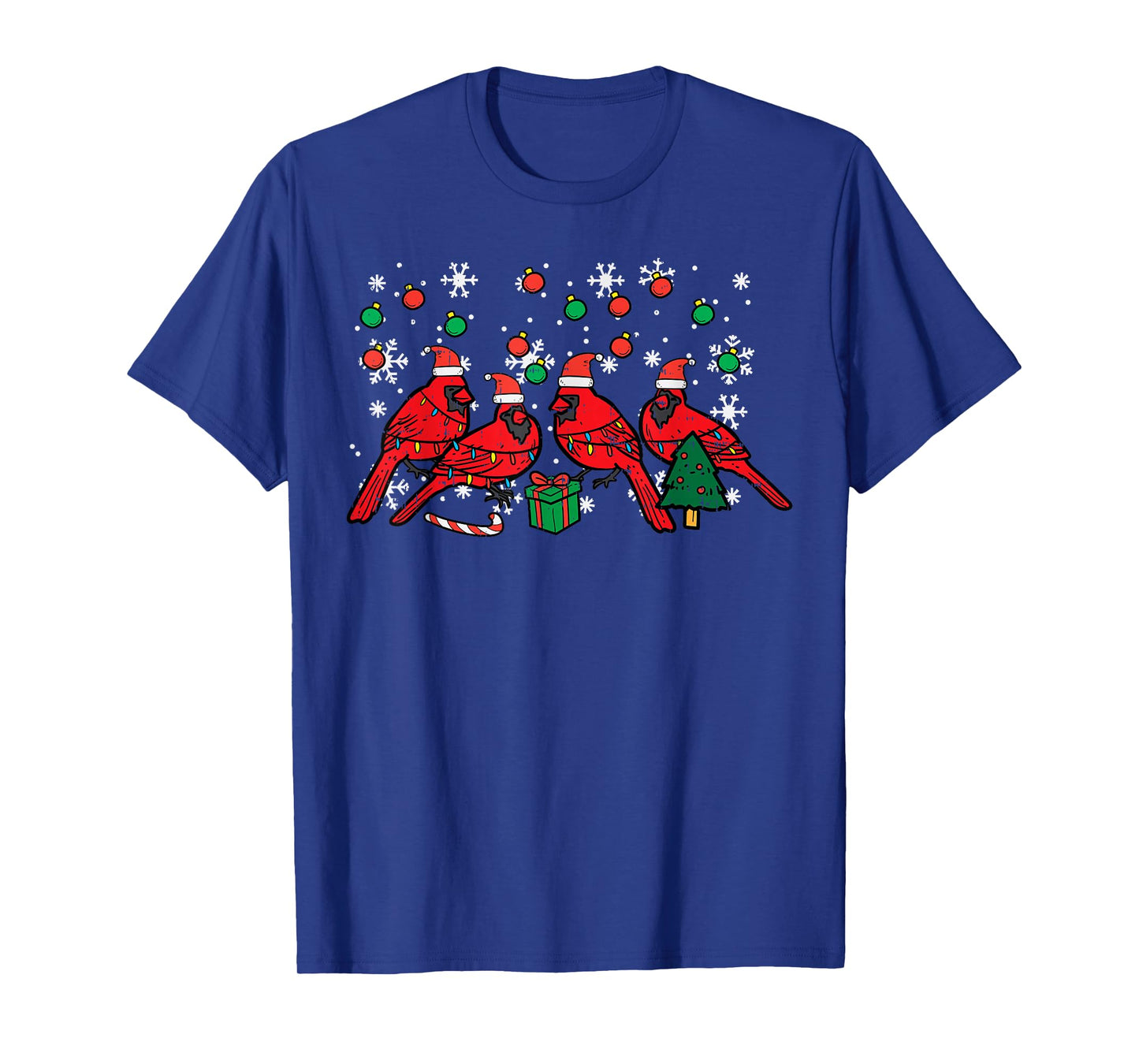 Christmas Cardinal Birds Santa Cute Xmas Men Women Kids T-Shirt
